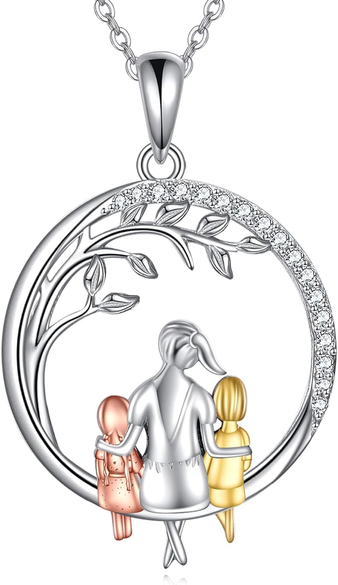 Collar Hermanas Columpio en el Árbol de la vida Oro Rosa